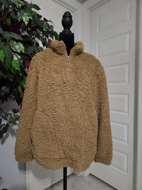 GAP Men's Teddy Half-Zip Pullover - Camel Brown